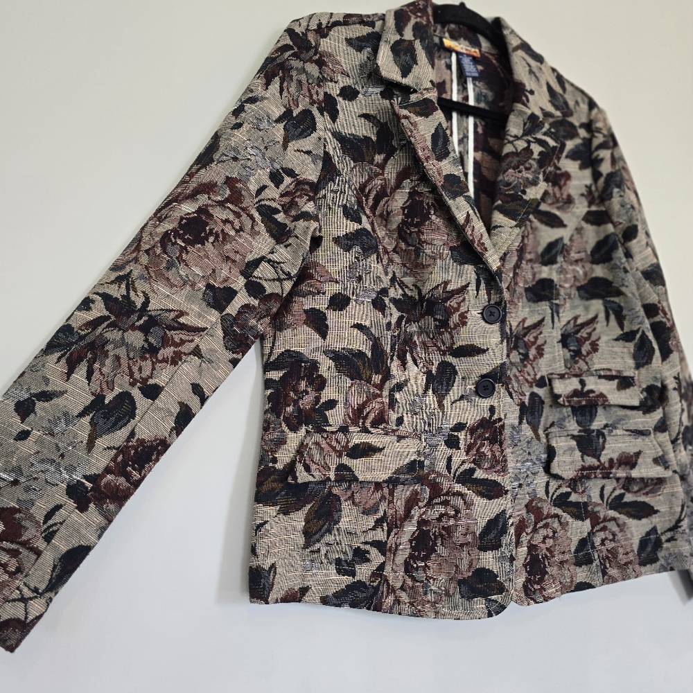 Havana Jack Size‎ 12 Tapestry Jacket Blazer Coat Jaquard Floral Rose Print.D63 - Picture 4 of 10